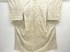 アンティーク　抽象草花模様織り出し手織り真綿小千谷紬着物